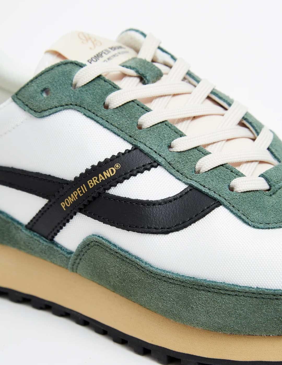 Pompeii Brand Elmo Zapatilla blanca y verde para hombre