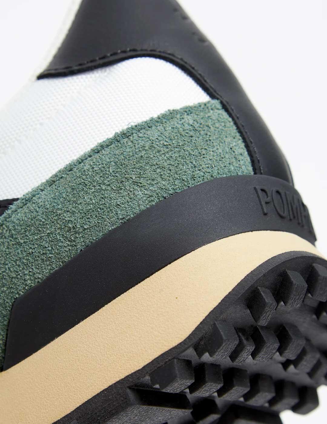 Pompeii Brand Elmo Zapatilla blanca y verde para hombre