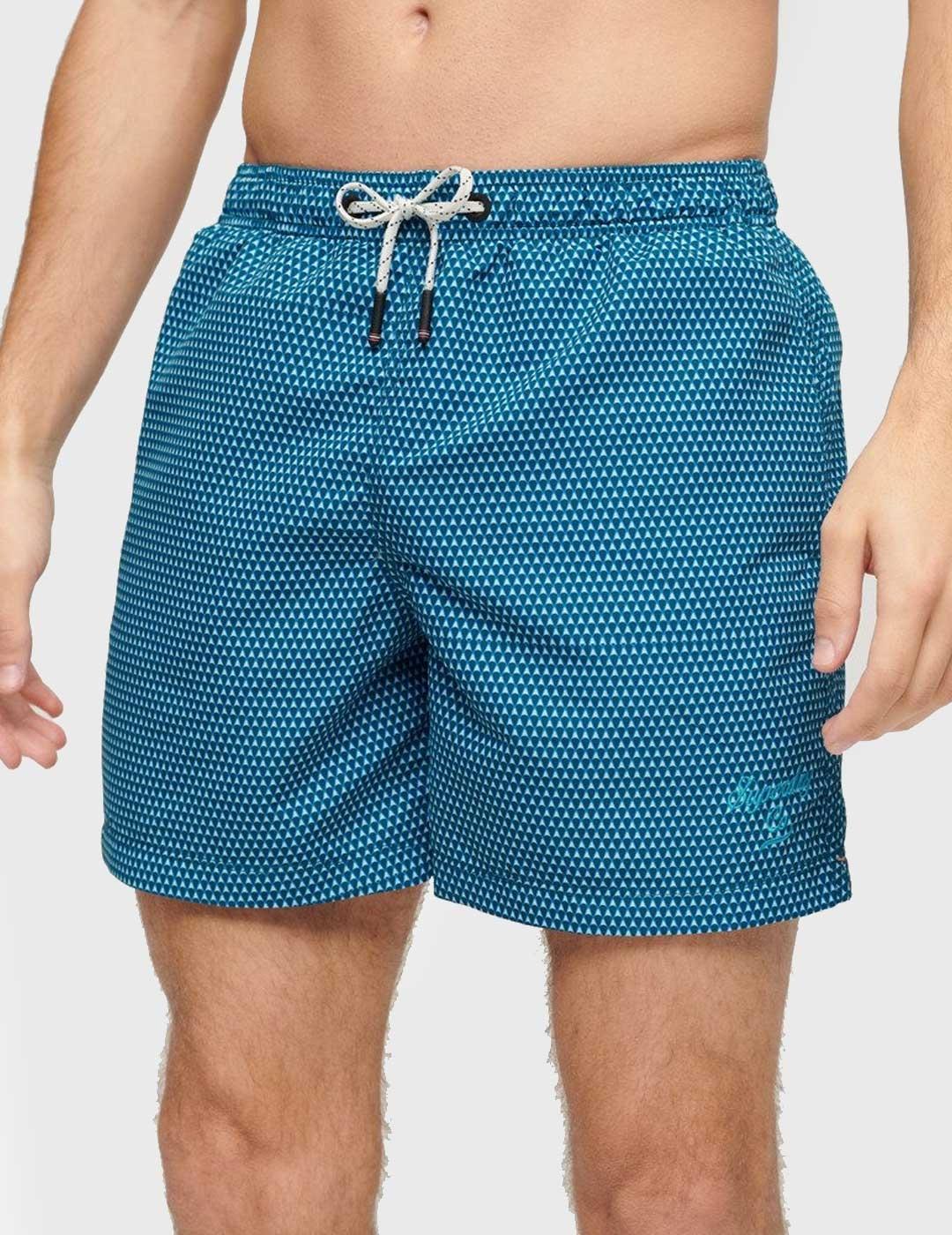 Superdry Printed 15 Inch Swim Short Bañador azul para hombre