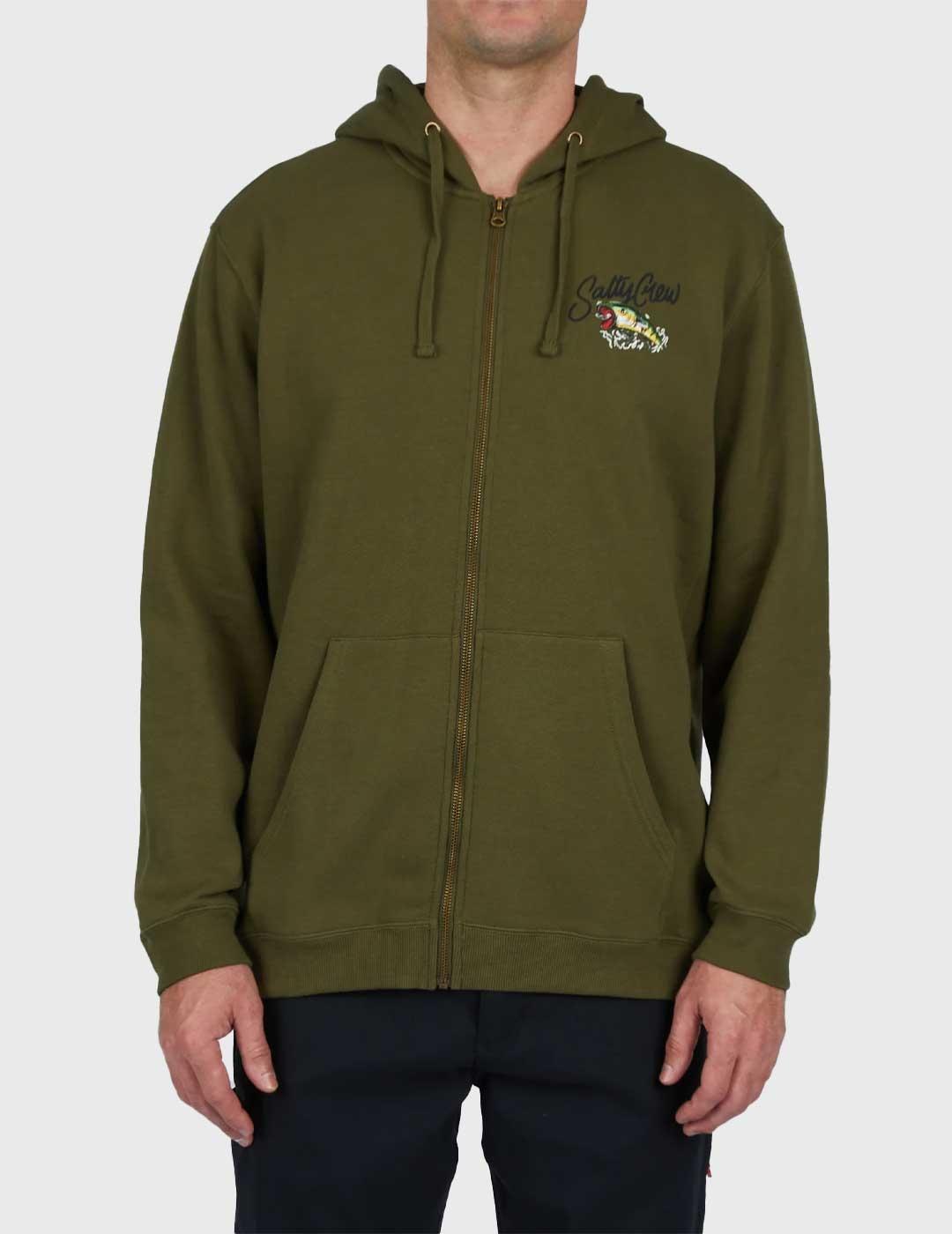 Salty Crew Castoff Zip Fleece Sudadera verde para hombre