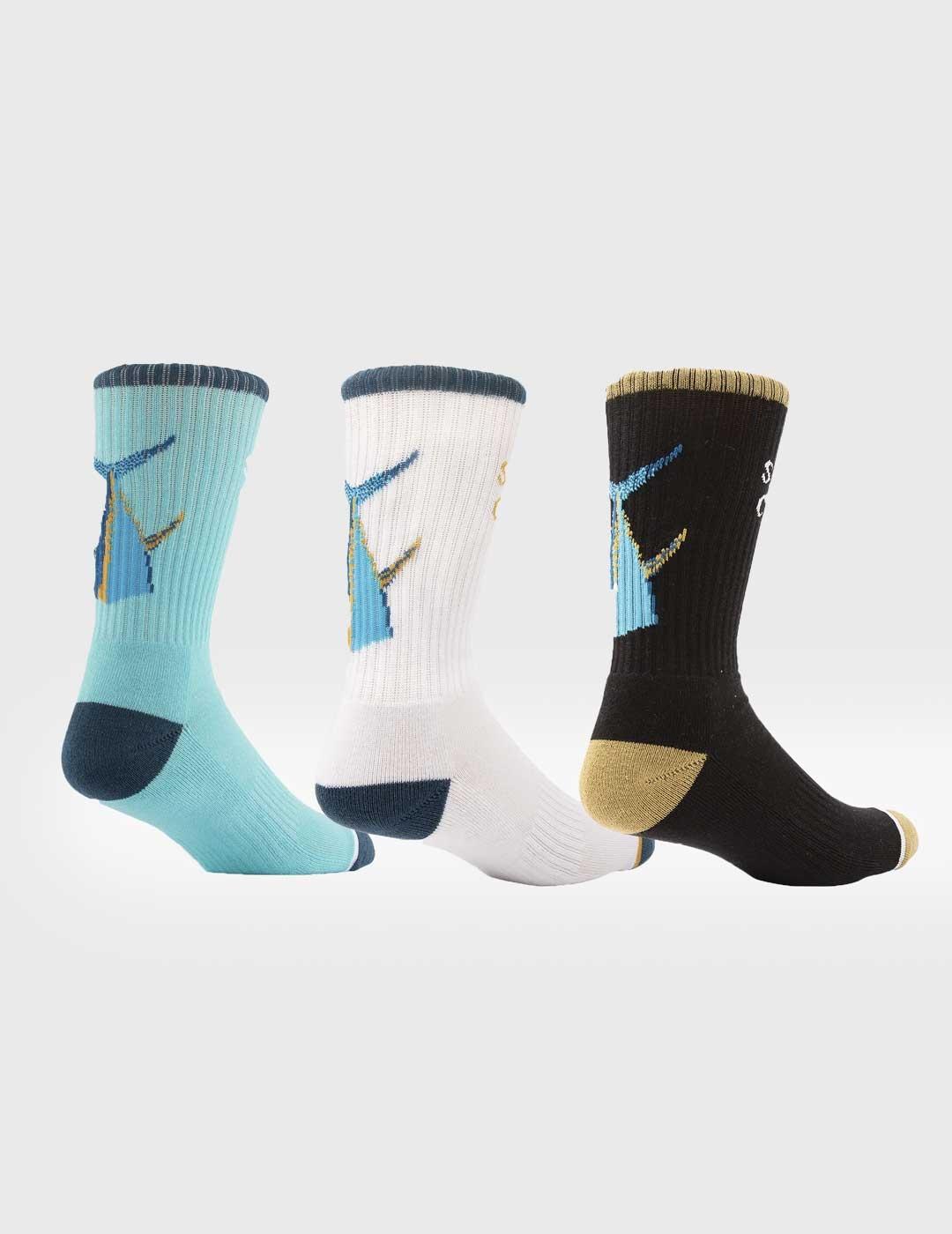 Slaty Crew Tailed Sock 3 Pack Calcetines azules unisex