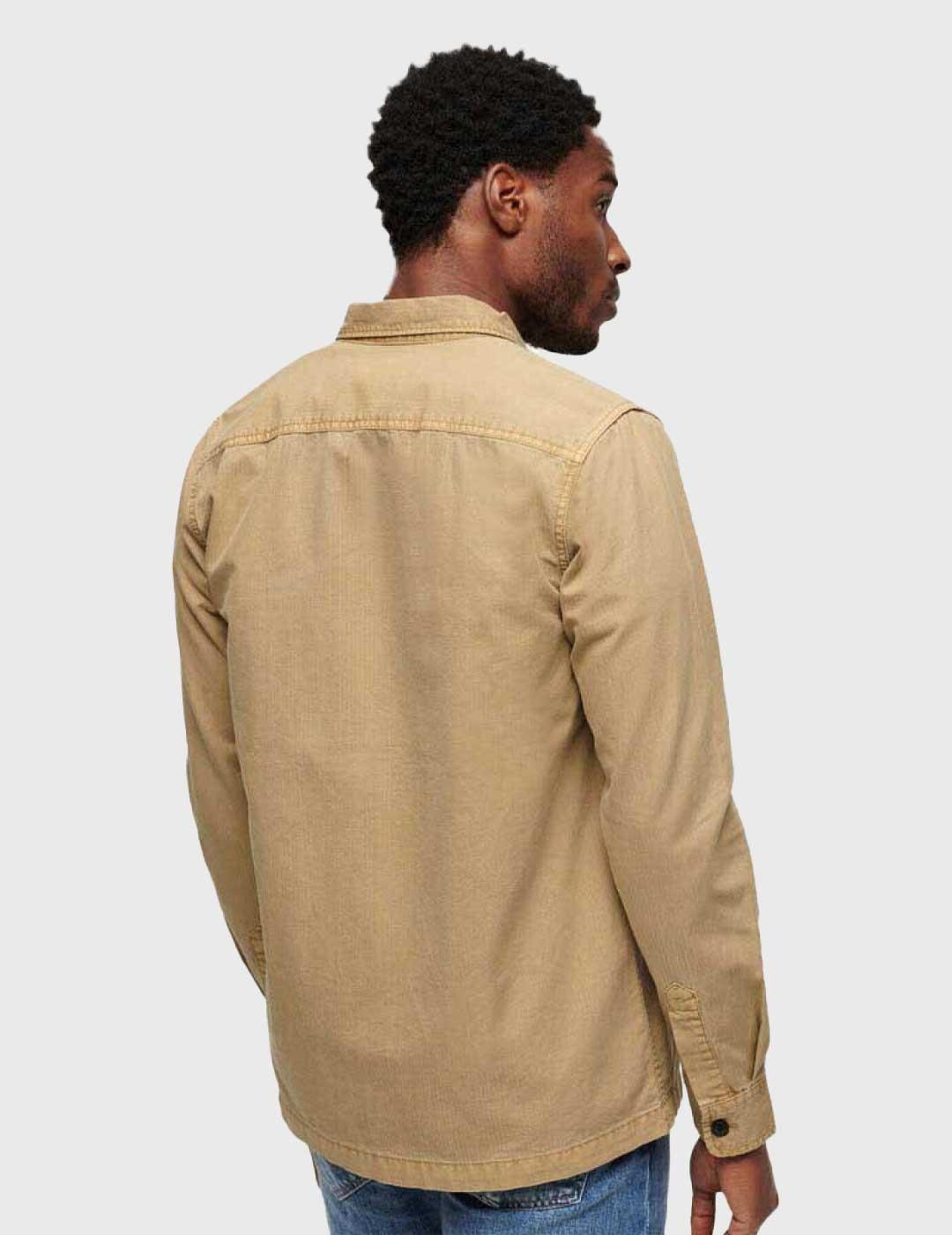 Superdry Military Camisa beige de manga larga para hombre