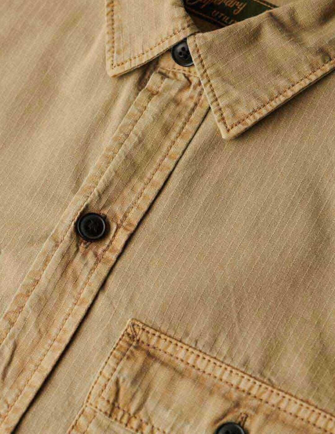 Superdry Military Camisa beige de manga larga para hombre