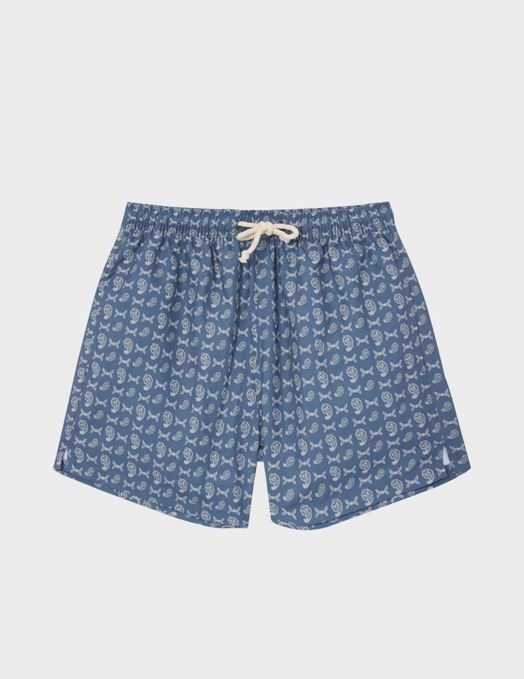 Pompeii Brand Slate Blue Micro Paisley bañador azul hombre