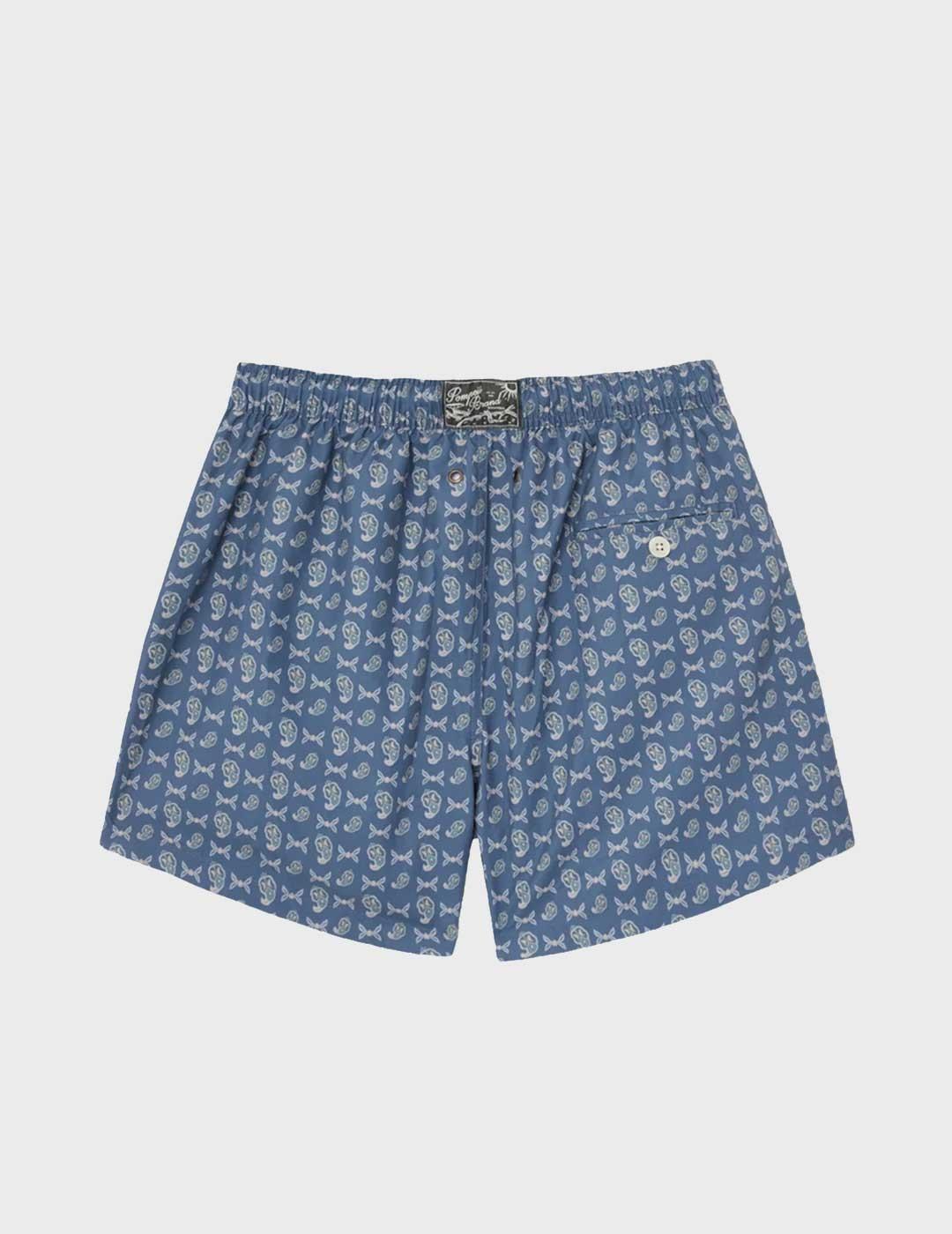 Pompeii Brand Slate Blue Micro Paisley bañador azul hombre