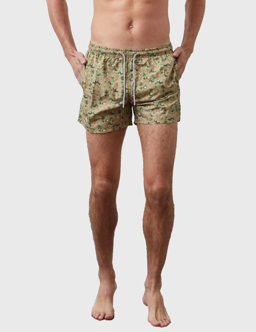 Altonadock Bañador verde oscuro estampado para hombre