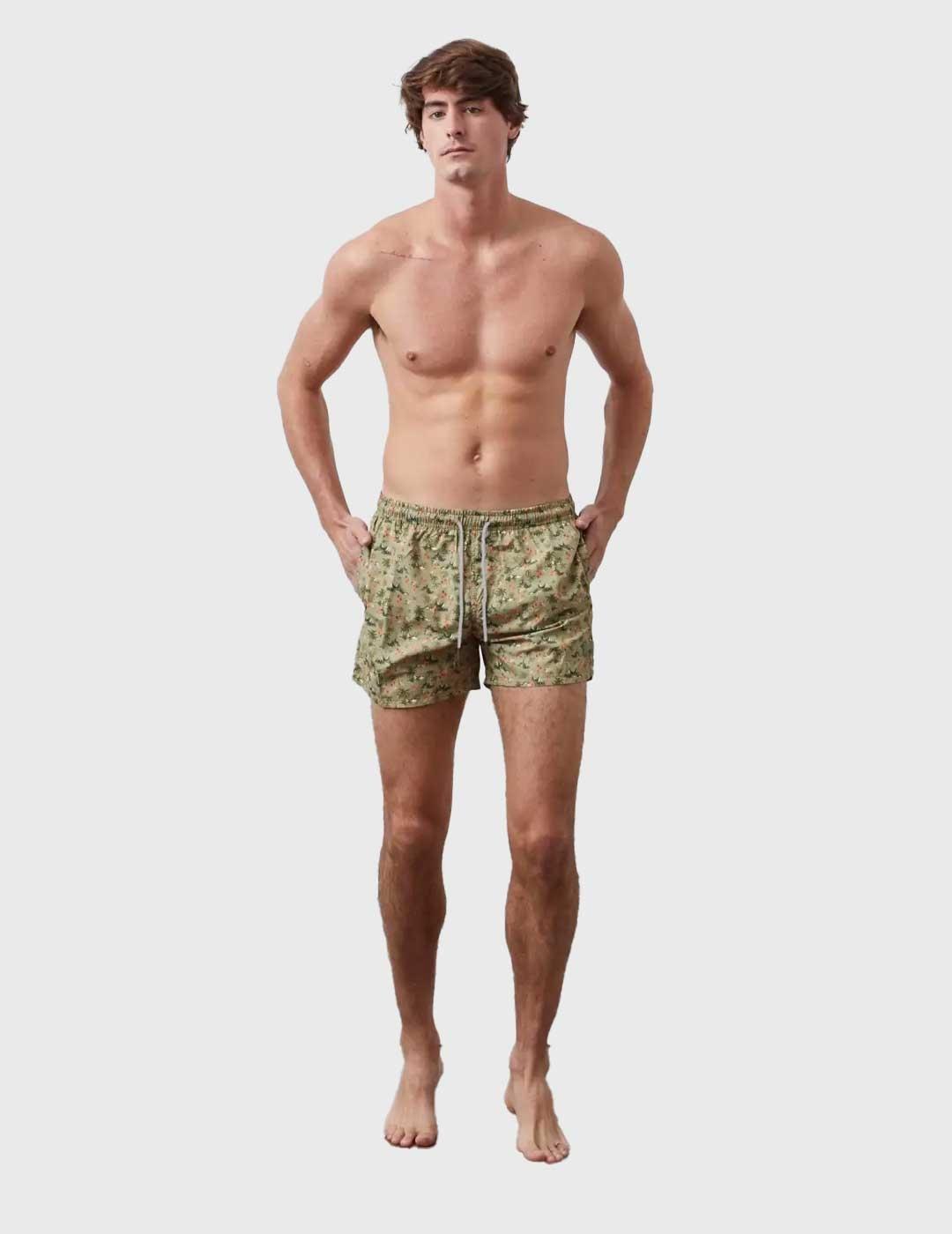 Altonadock Bañador verde oscuro estampado para hombre