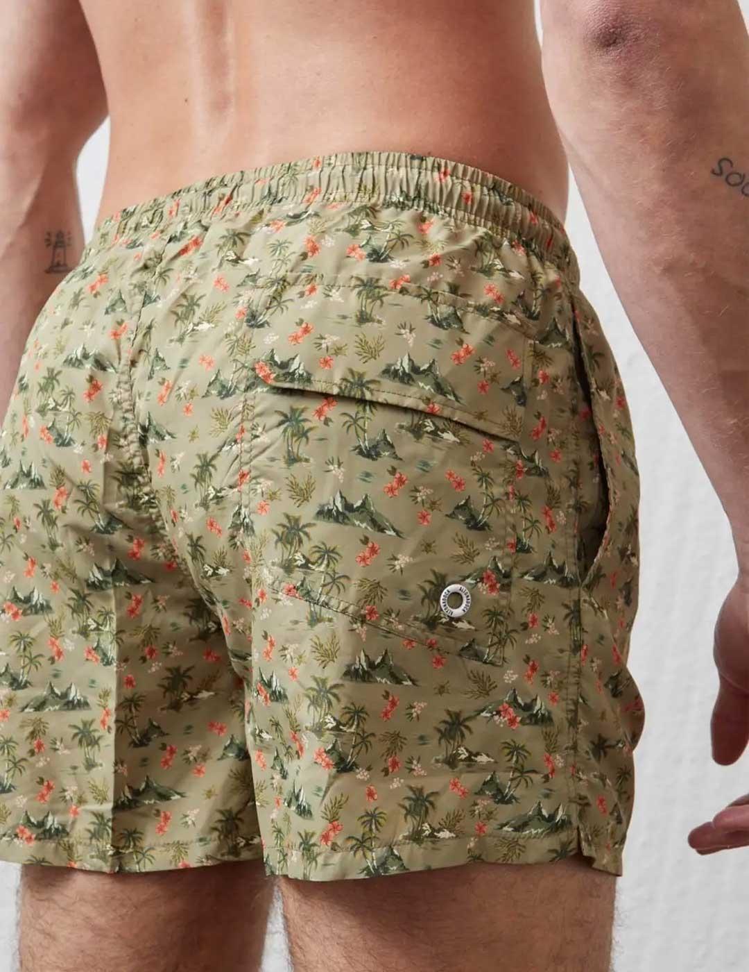 Altonadock Bañador verde oscuro estampado para hombre