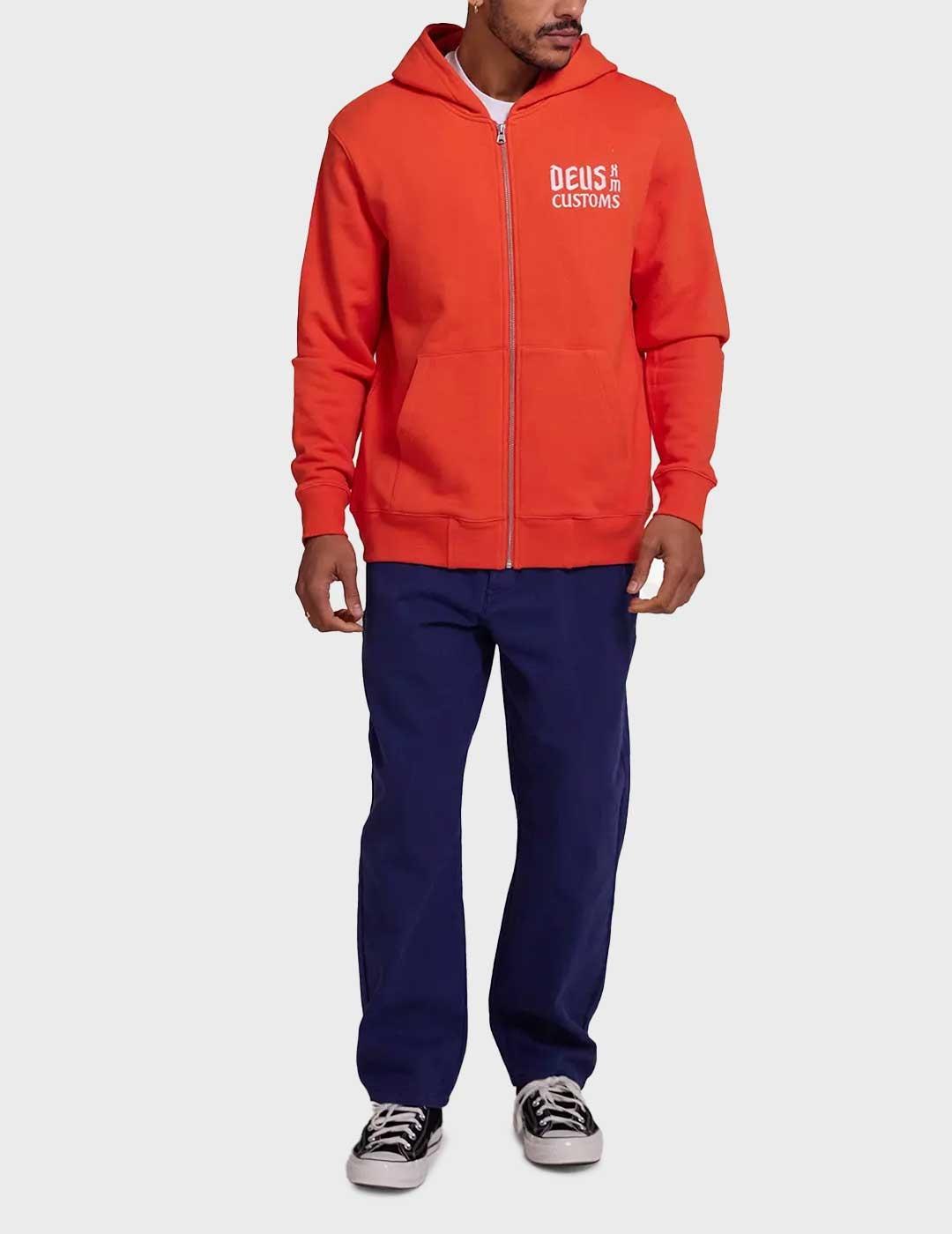Deus supporter zip sudadera con capucha coral para hombre