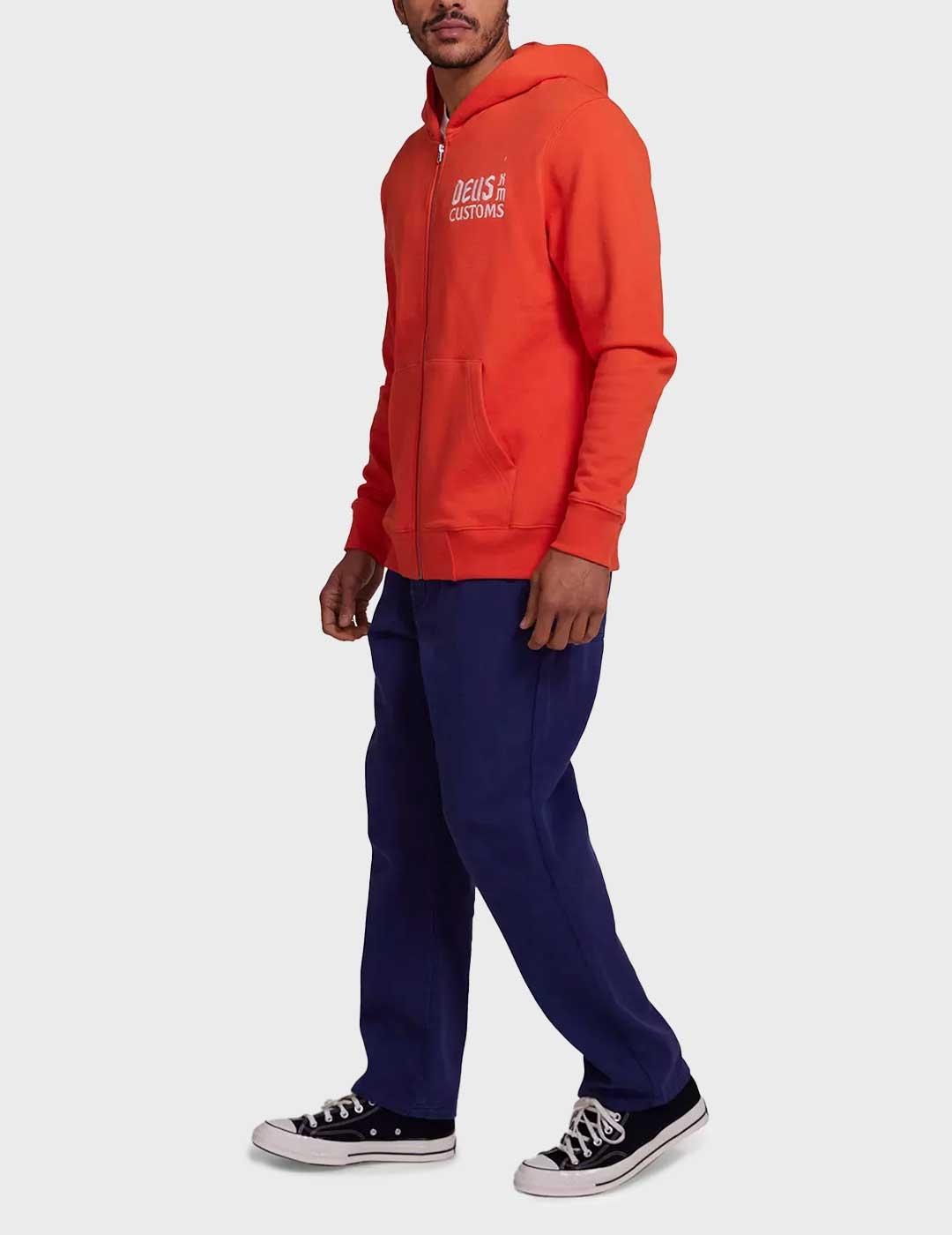 Deus supporter zip sudadera con capucha coral para hombre