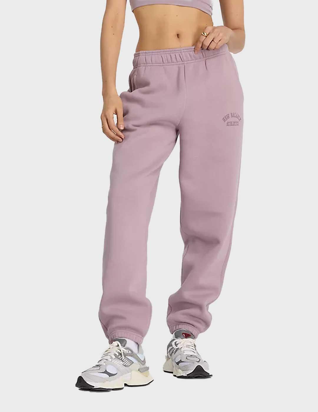 New Balance Graphic Fleece pantalón morado para mujer