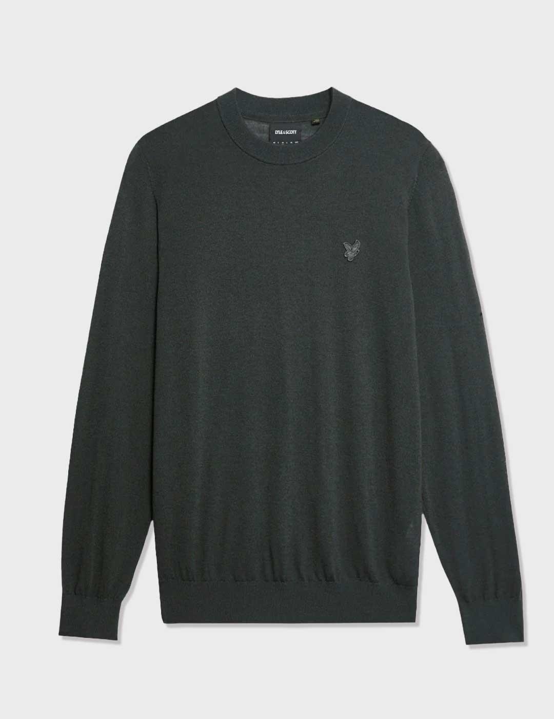 Lyle & Scott Tonal Eagle Merino Crew jersey gris para hombre