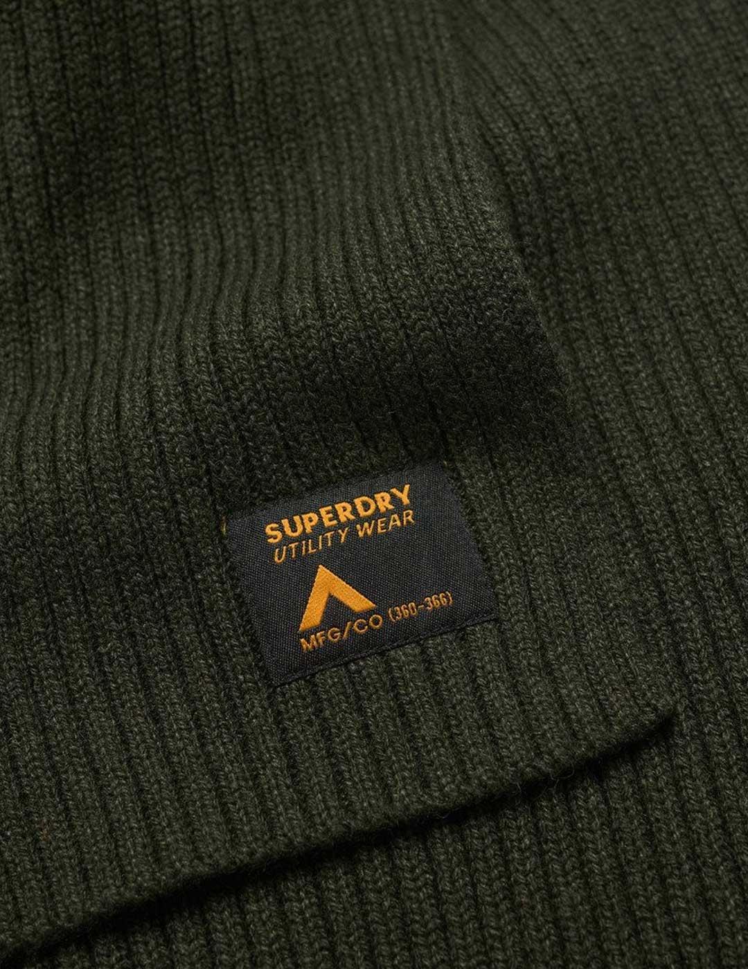 Superdry Workwear Knitted Scarf bufanda verde para hombre