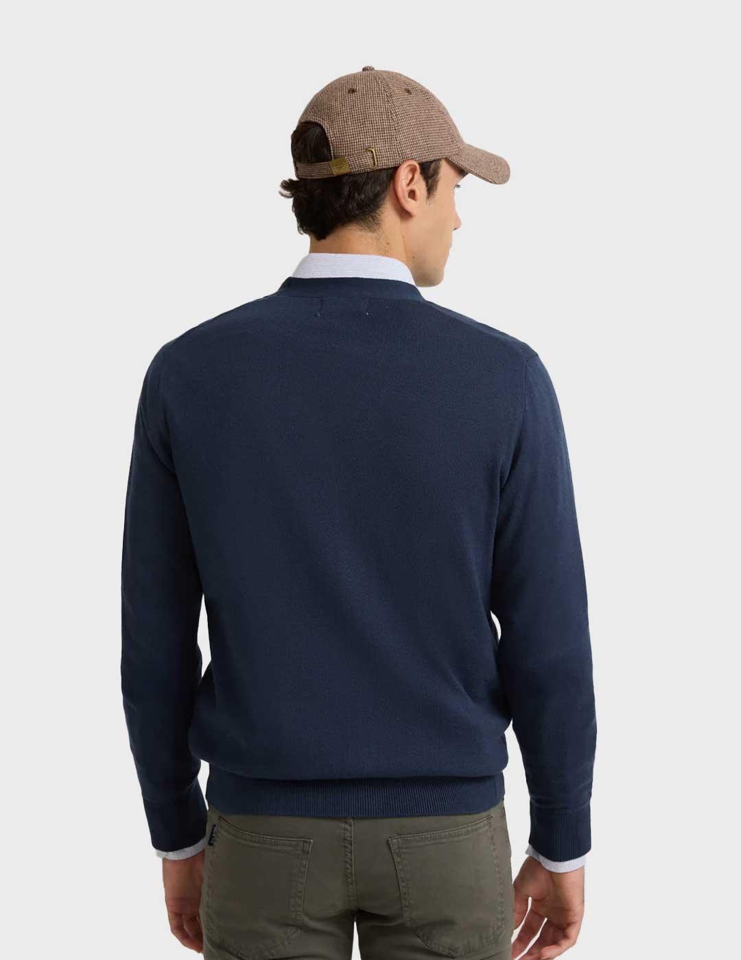Silbon Cardigan Clasico jersey azul marino para hombre