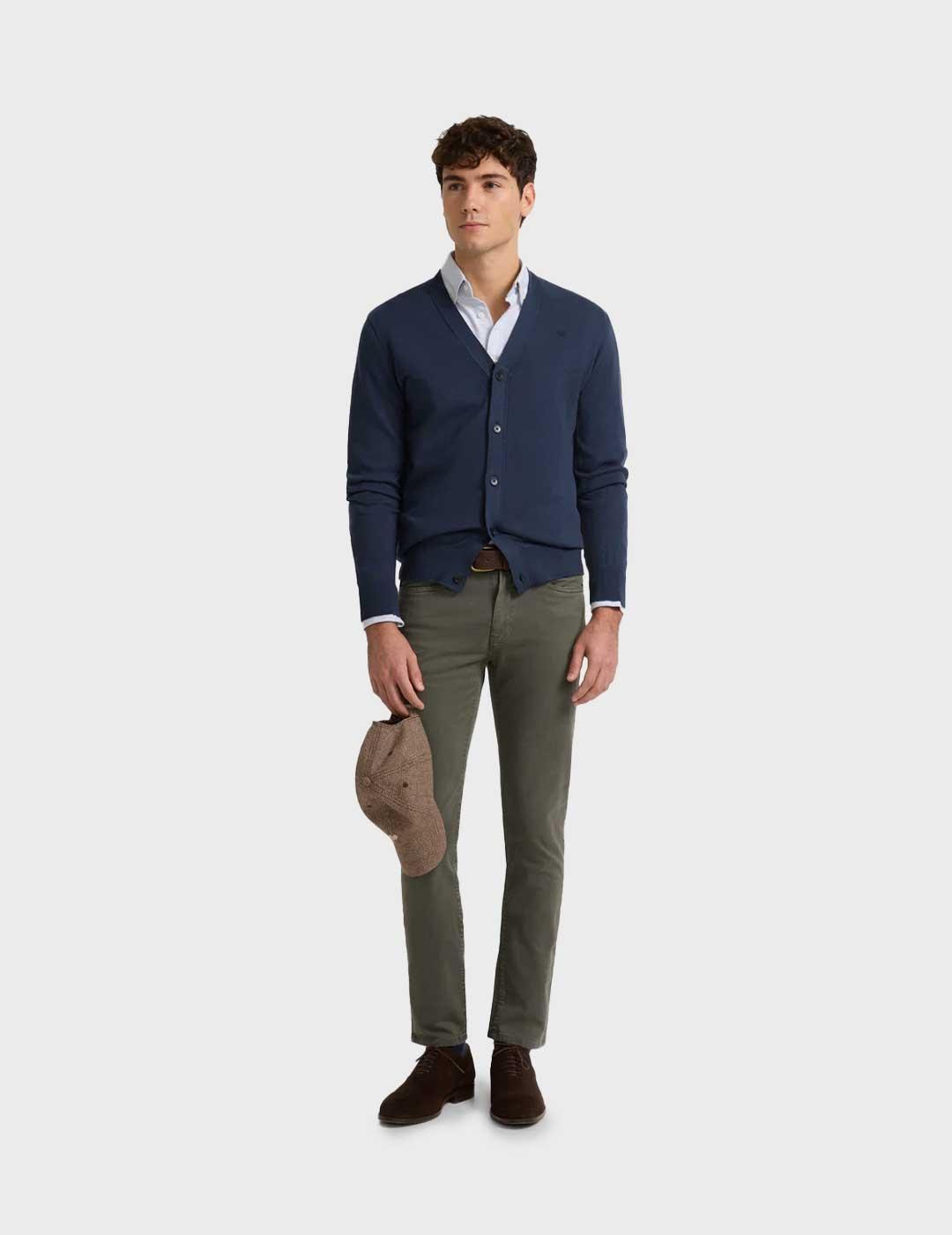 Silbon Cardigan Clasico jersey azul marino para hombre