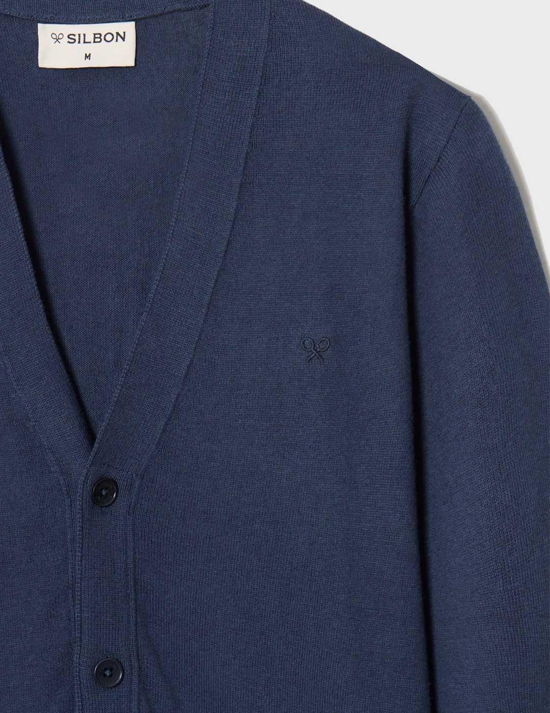 Silbon Cardigan Clasico jersey azul marino para hombre