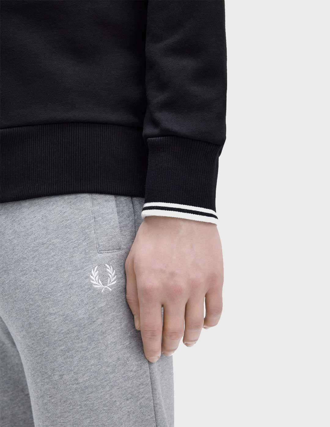 Fred Perry Half Zip sudadera negra para hombre