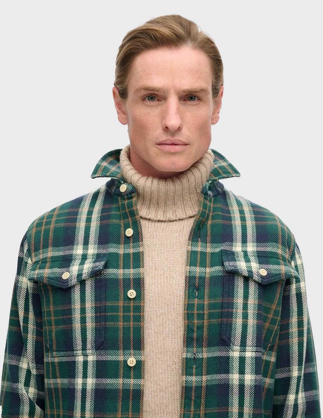 Superdry Merchant Heavy Checked camisa verde para hombre