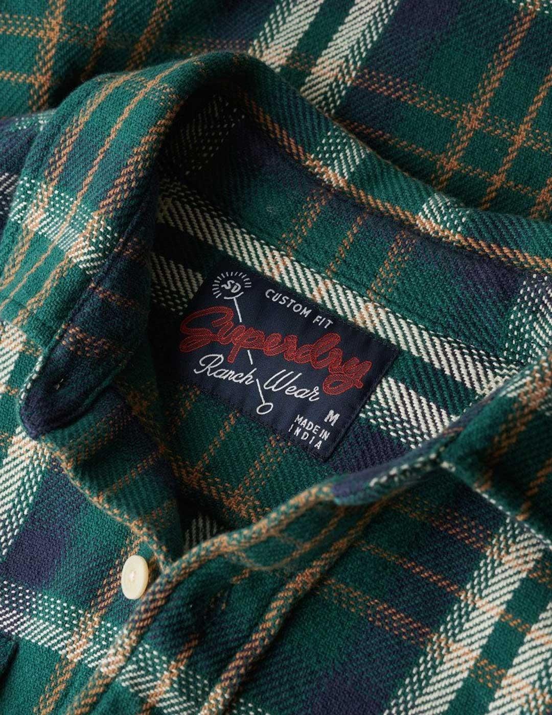 Superdry Merchant Heavy Checked camisa verde para hombre