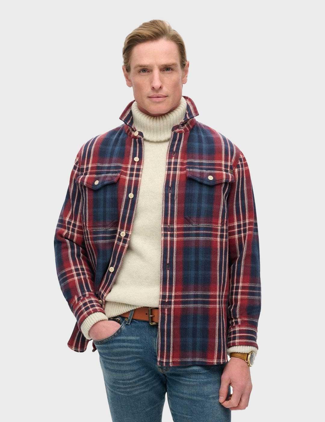 Superdry Merchant Heavy Checked camisa marino para hombre
