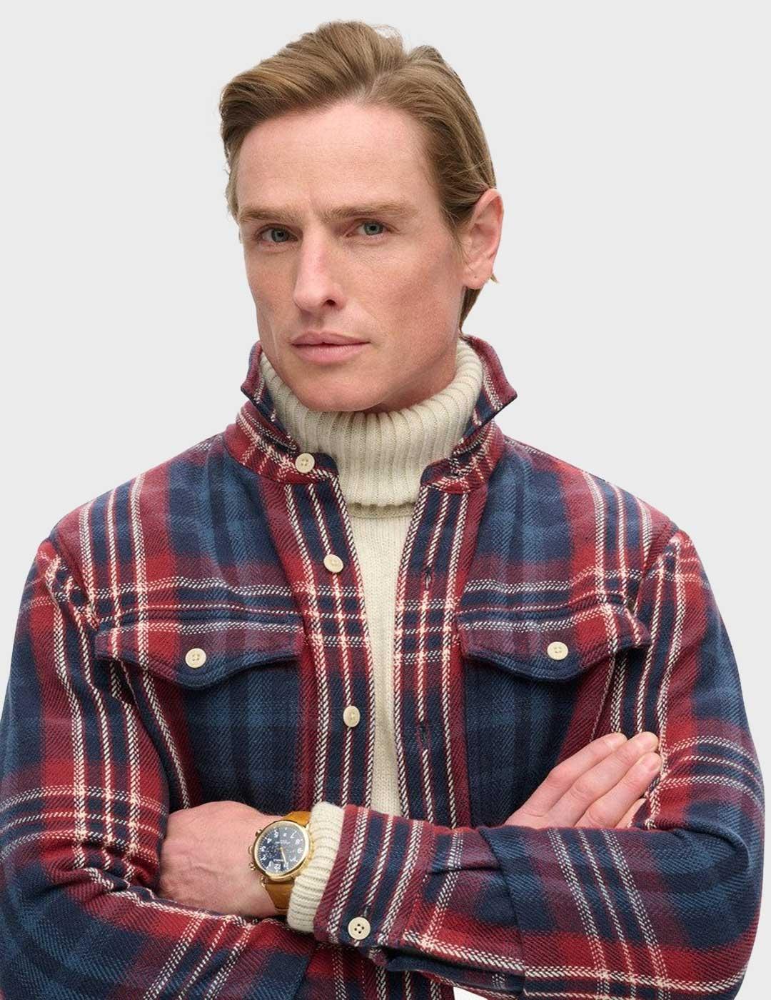 Superdry Merchant Heavy Checked camisa marino para hombre