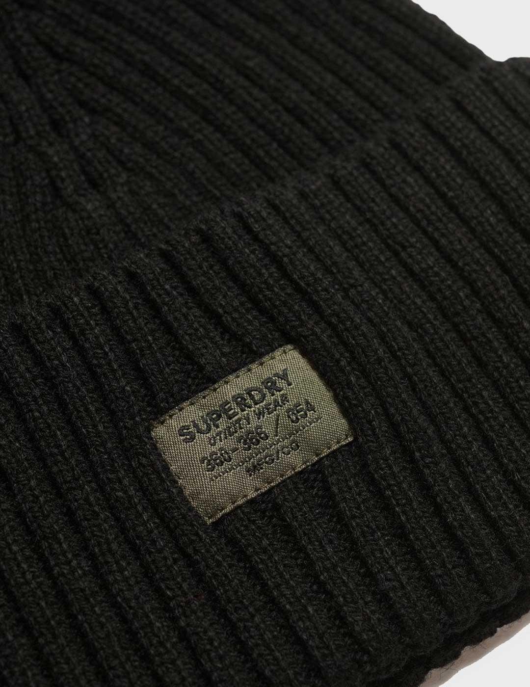 Superdry Workwear Kinitted gorro negro para hombre y mujer