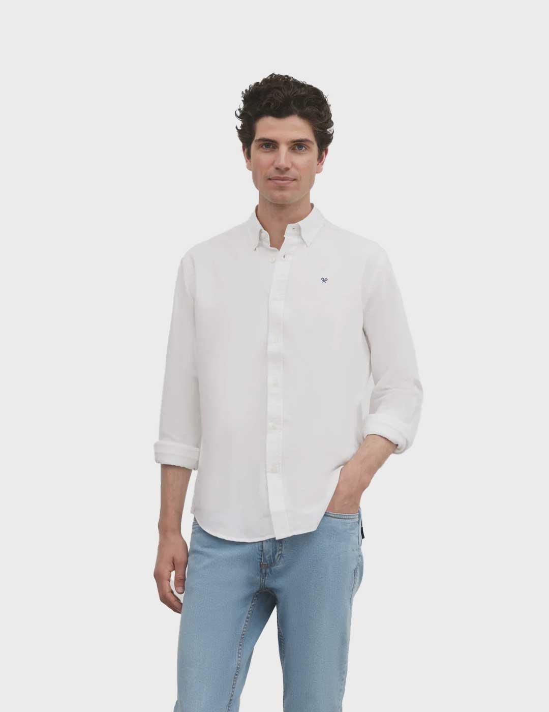 Silbon Sport Oxford camisa blanca para hombre