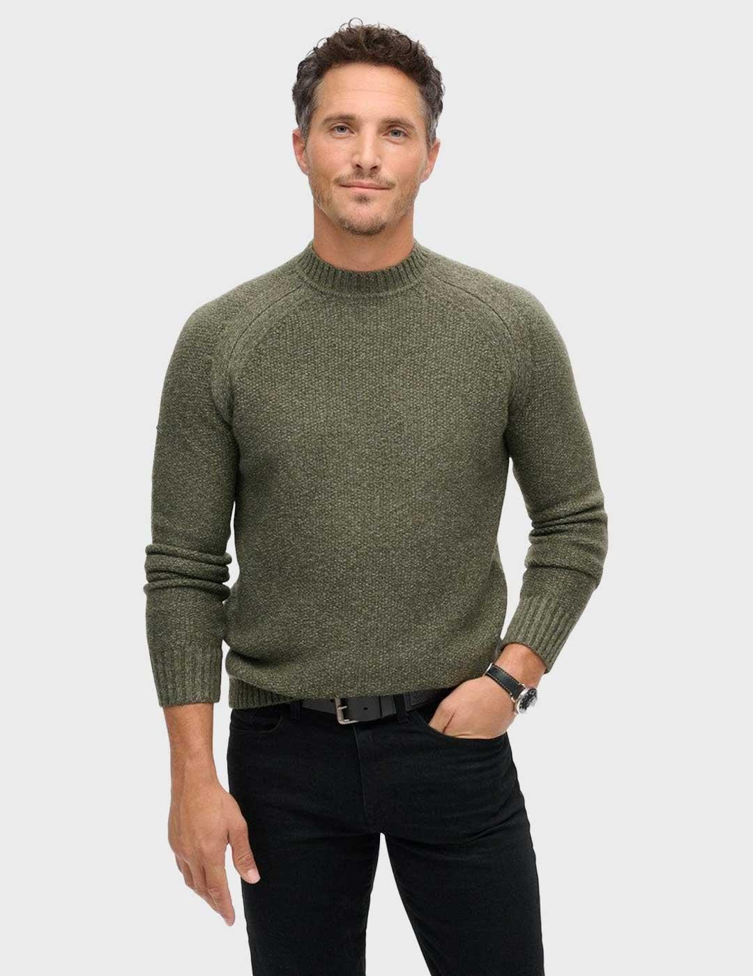 Superdry Chunky Raglan jersey verde para hombre