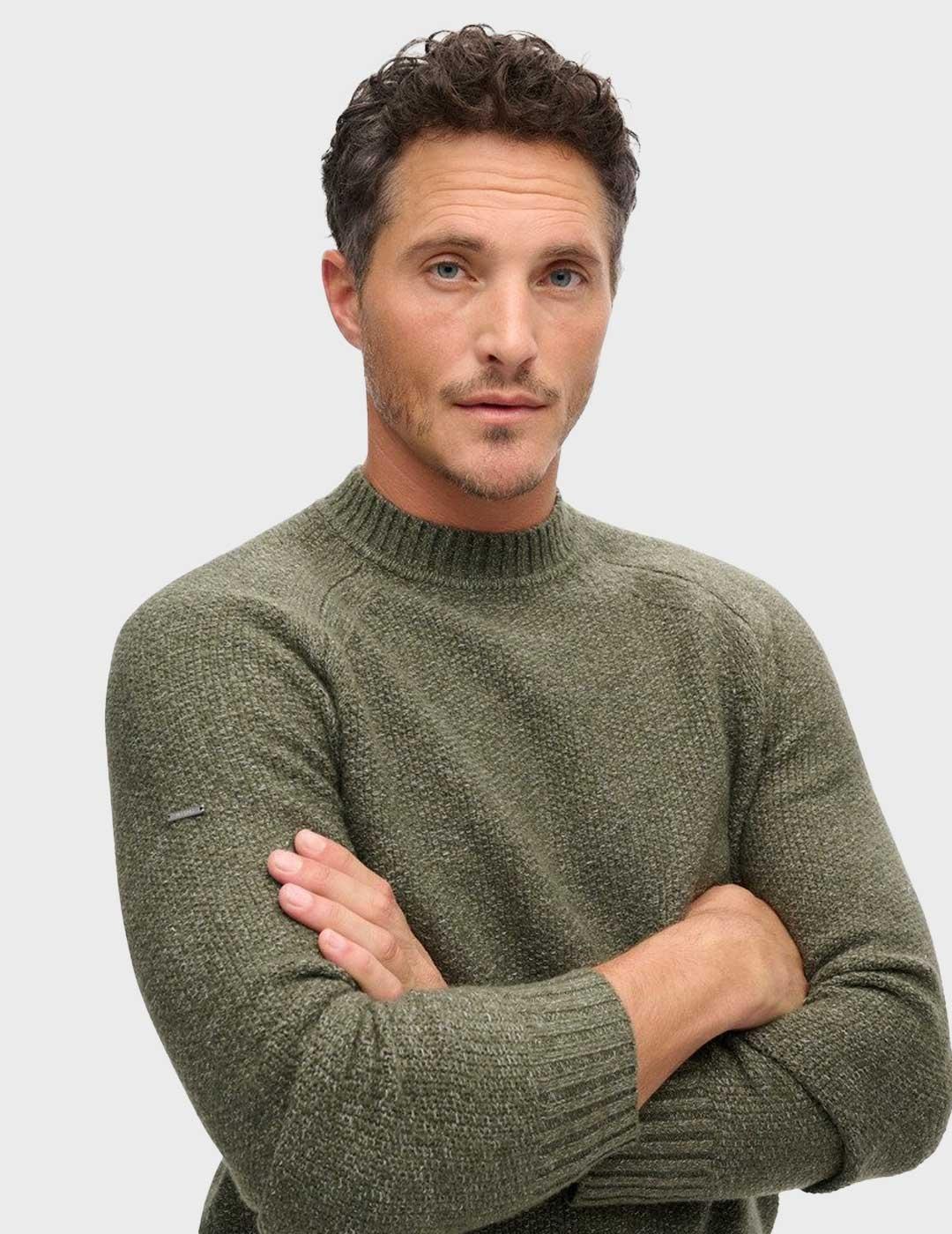 Superdry Chunky Raglan jersey verde para hombre