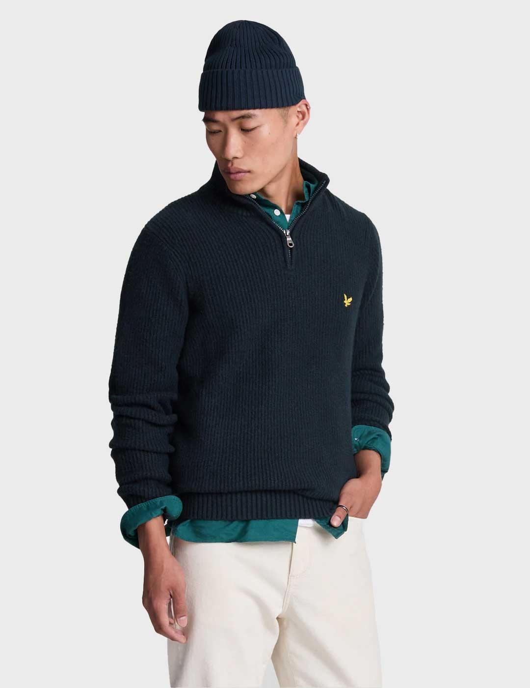 Lyle & Scott Shaker Stitch jersey azul marino para hombre