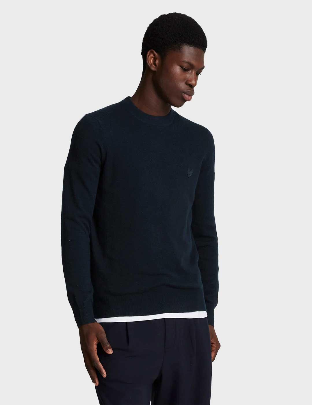 Lyle & Scott Tonal Eagle Lamswool jersey azul para hombre