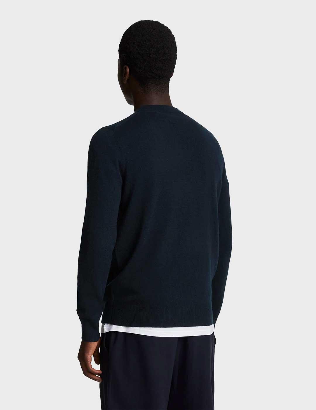 Lyle & Scott Tonal Eagle Lamswool jersey azul para hombre