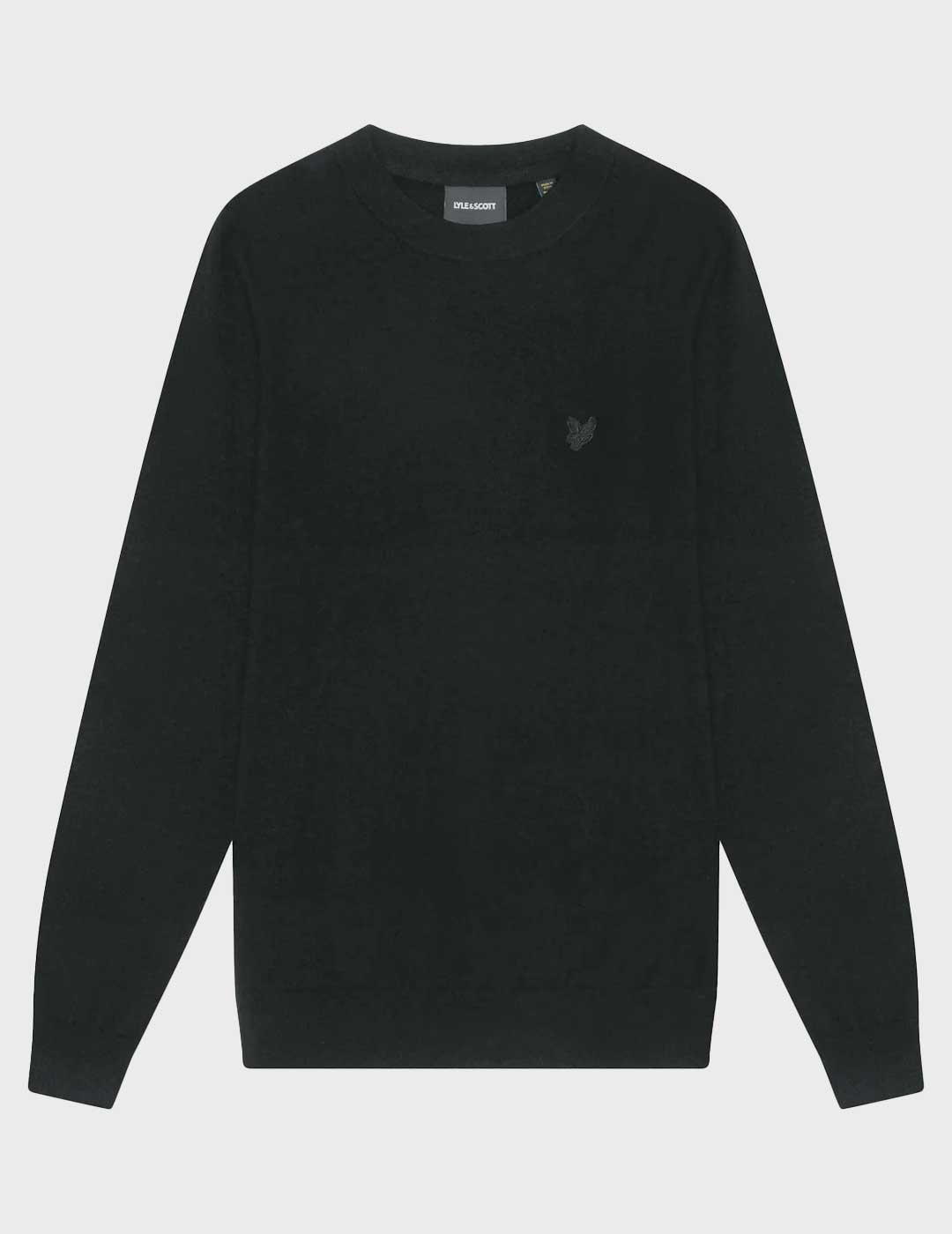 Lyle & Scott Tonal Eagle Lamwool jersey negro para hombre