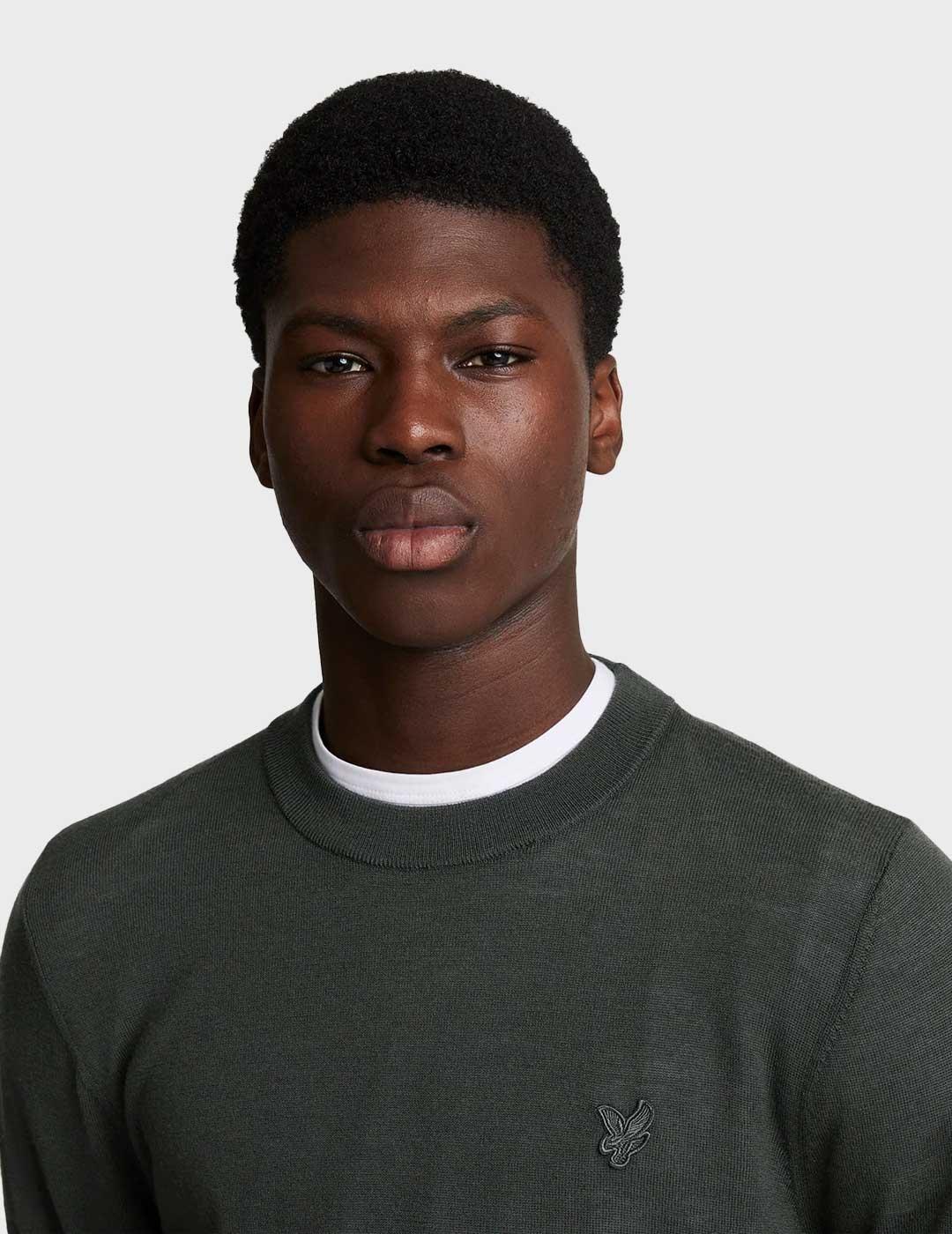 Lyle & Scott Tonal Eagle Merino Crew jersey gris para hombre