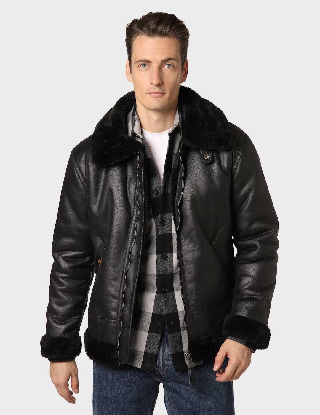Alpha B3 FL chaqueta negra para hombre