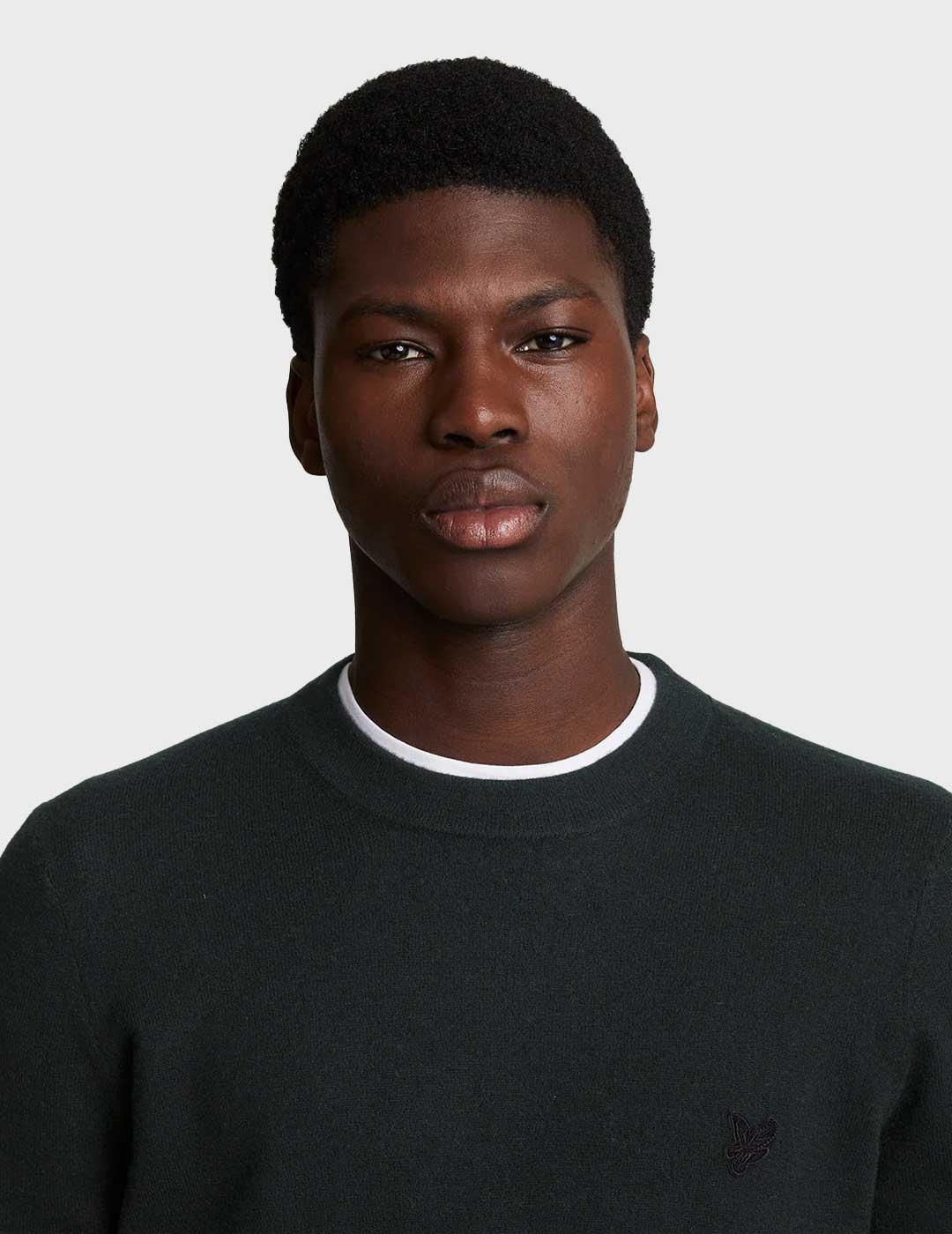 Lyle & Scott Tonal Eagle Lamwool jersey negro para hombre