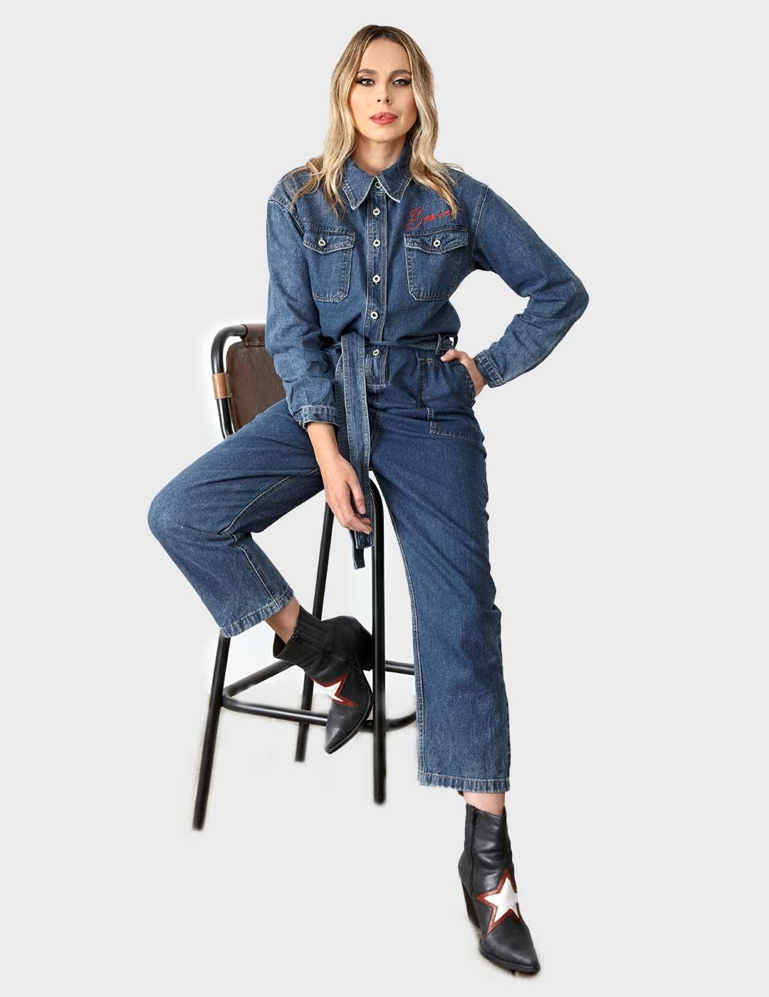 Lecrane Bowie Jumpsuit mono vaquero azul para mujer