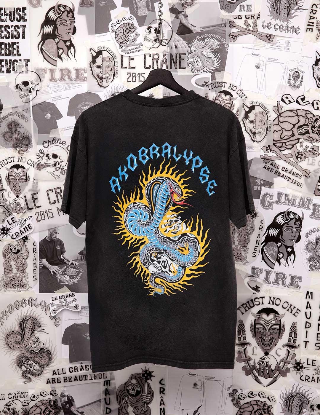 Lecrane Akobralipse camiseta negra para hombre y mujer