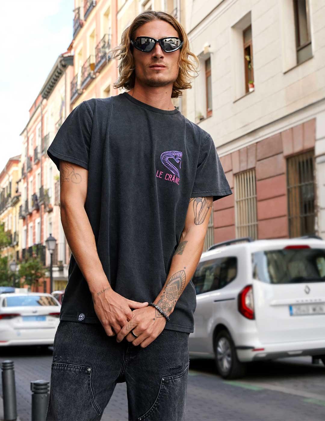 Lecrane Poison camiseta negra para hombre y mujer