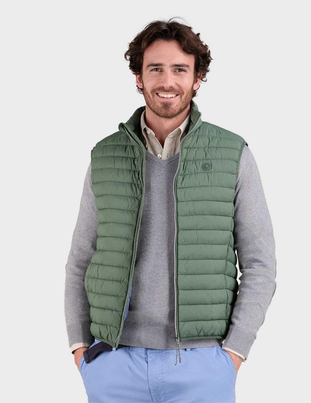El Ganso chaleco verde acolchado para hombre