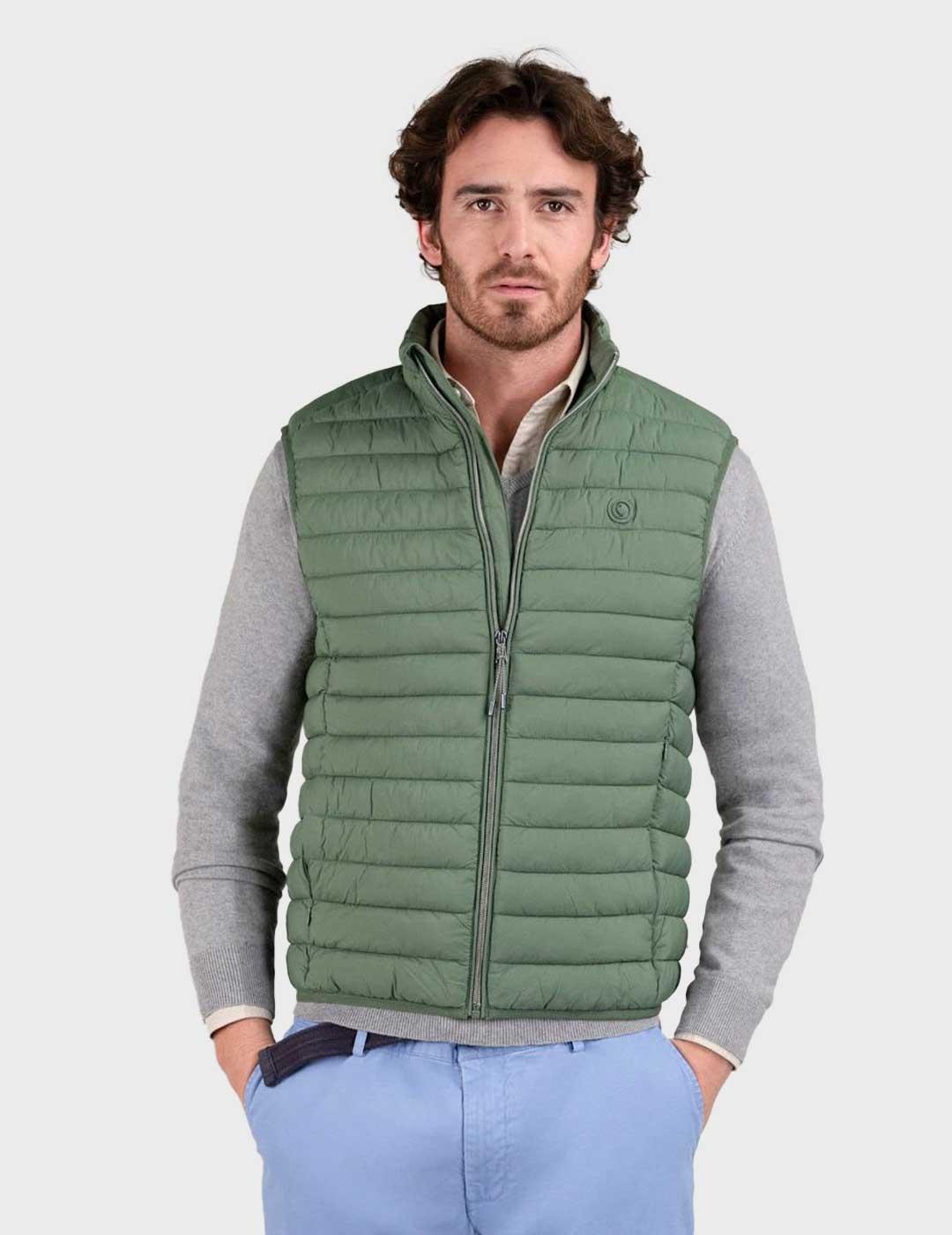 El Ganso chaleco verde acolchado para hombre