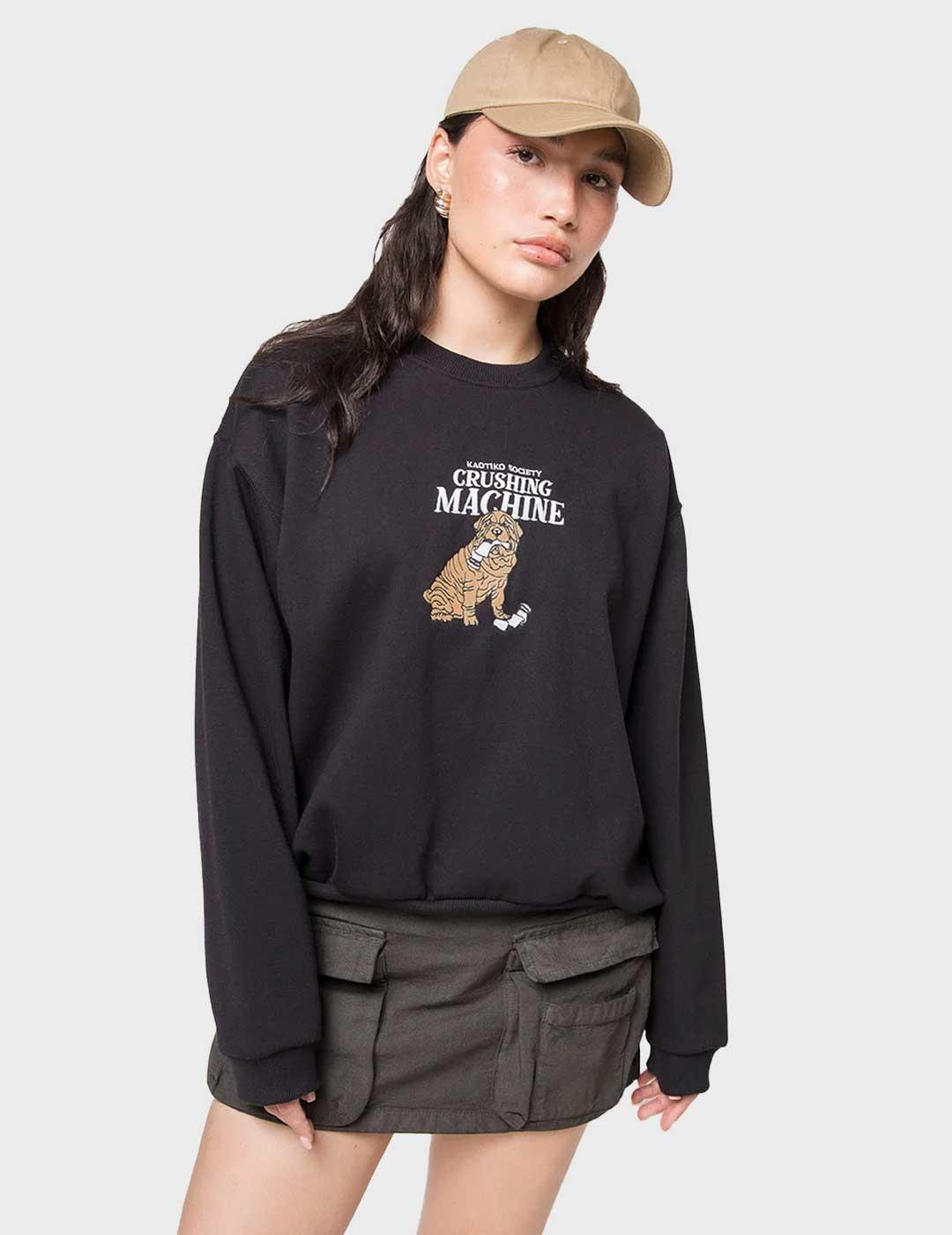 Kaotico Crushing Machine sudadera negra para mujer