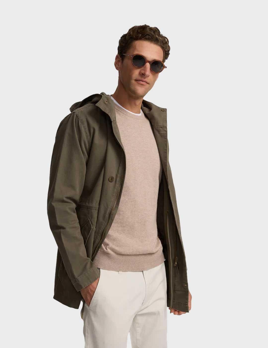 Silbon parka verde con capucha para hombre