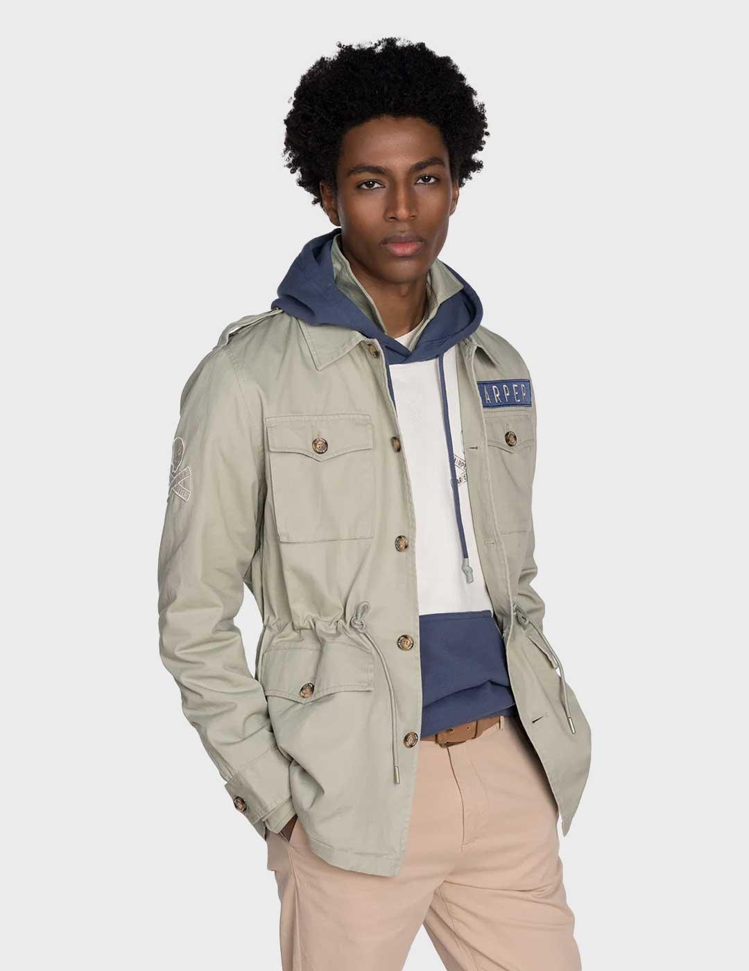 Harper & Neyer Militar chaqueta verde para hombre