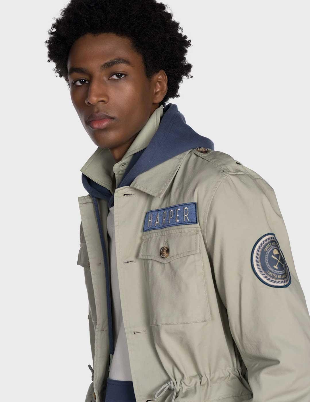 Harper & Neyer Militar chaqueta verde para hombre