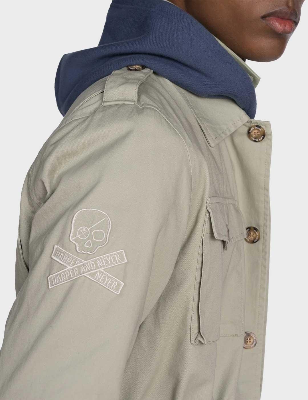 Harper & Neyer Militar chaqueta verde para hombre