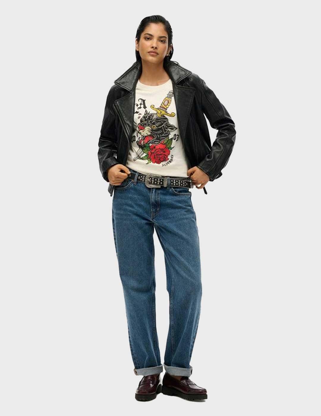 Superdry Neo Trad Tatto Relaxed camiseta beige para mujer