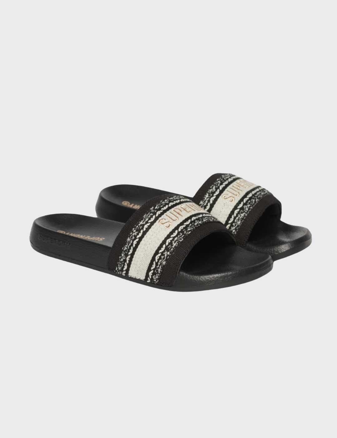 Superdry Webbing Interest Pool chanclas negras para mujer