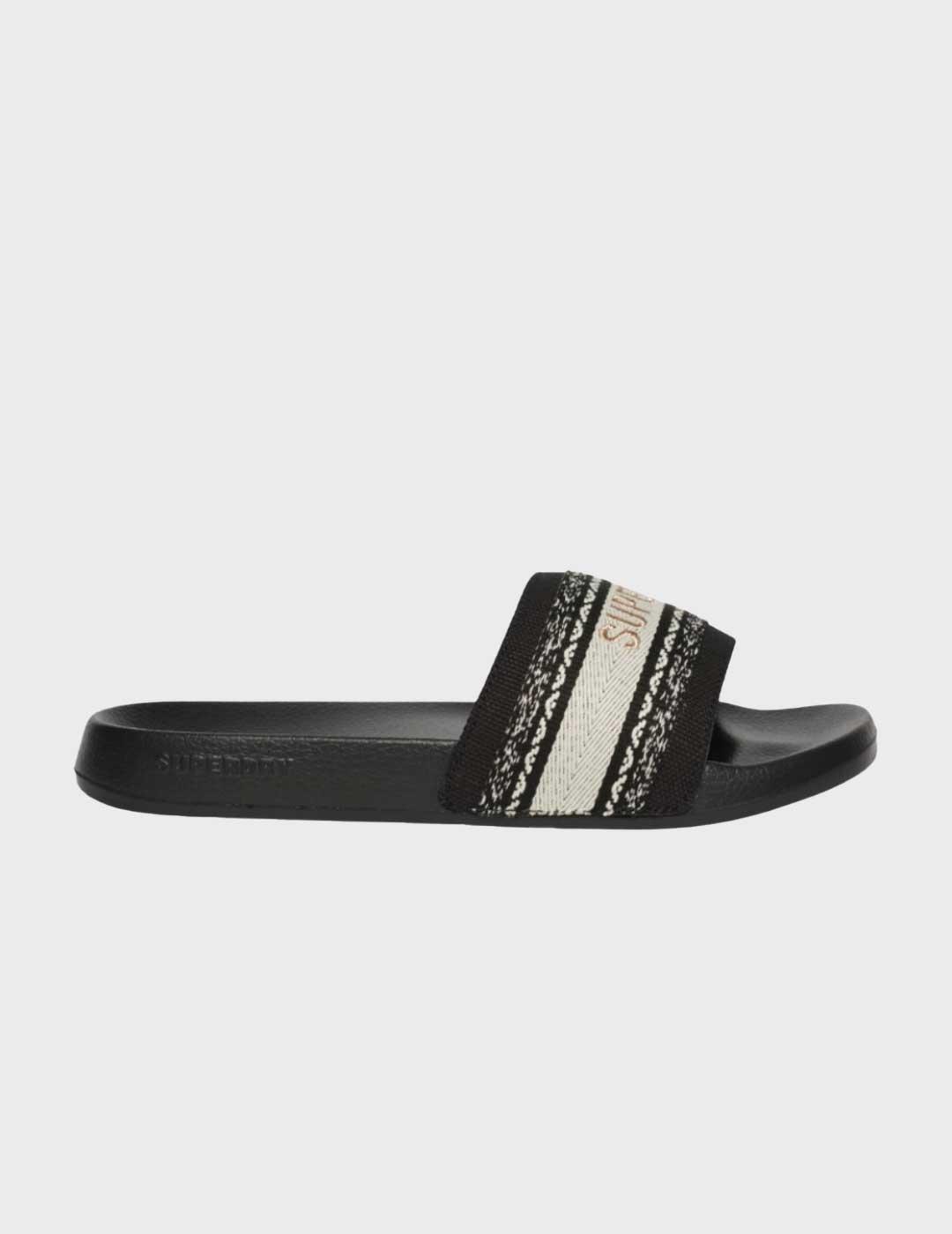 Superdry Webbing Interest Pool chanclas negras para mujer