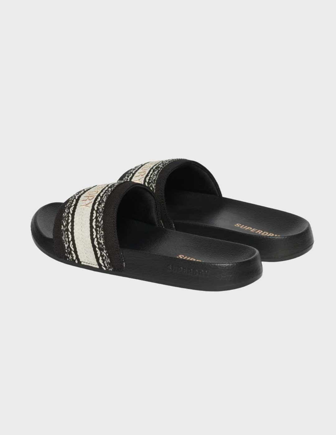 Superdry Webbing Interest Pool chanclas negras para mujer